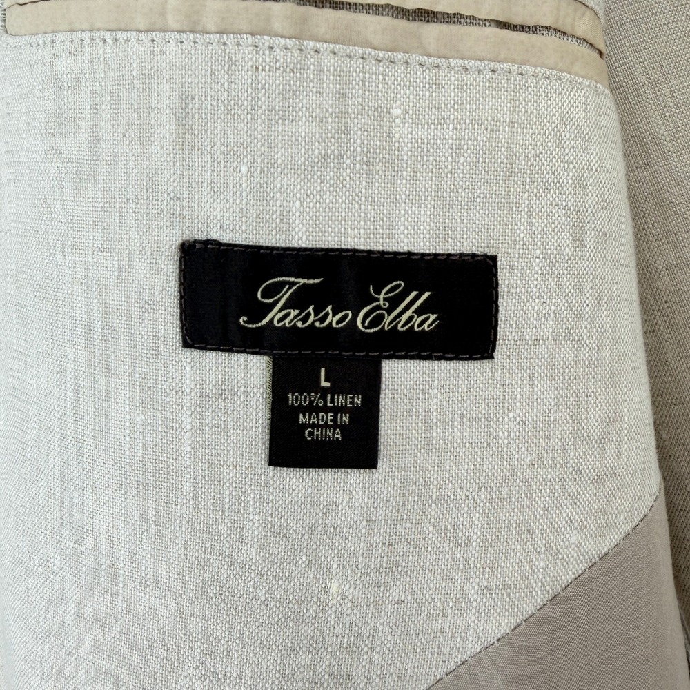 Tasso Elba Men's Linen Blazer Sport Coat Large Beige Tan Summer Casual Jacket - Picture 6 of 10